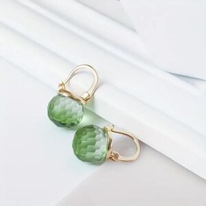 New Vintage Style Green Crystal Ball Drop Dangle Earrings Elegant Dainty Gift